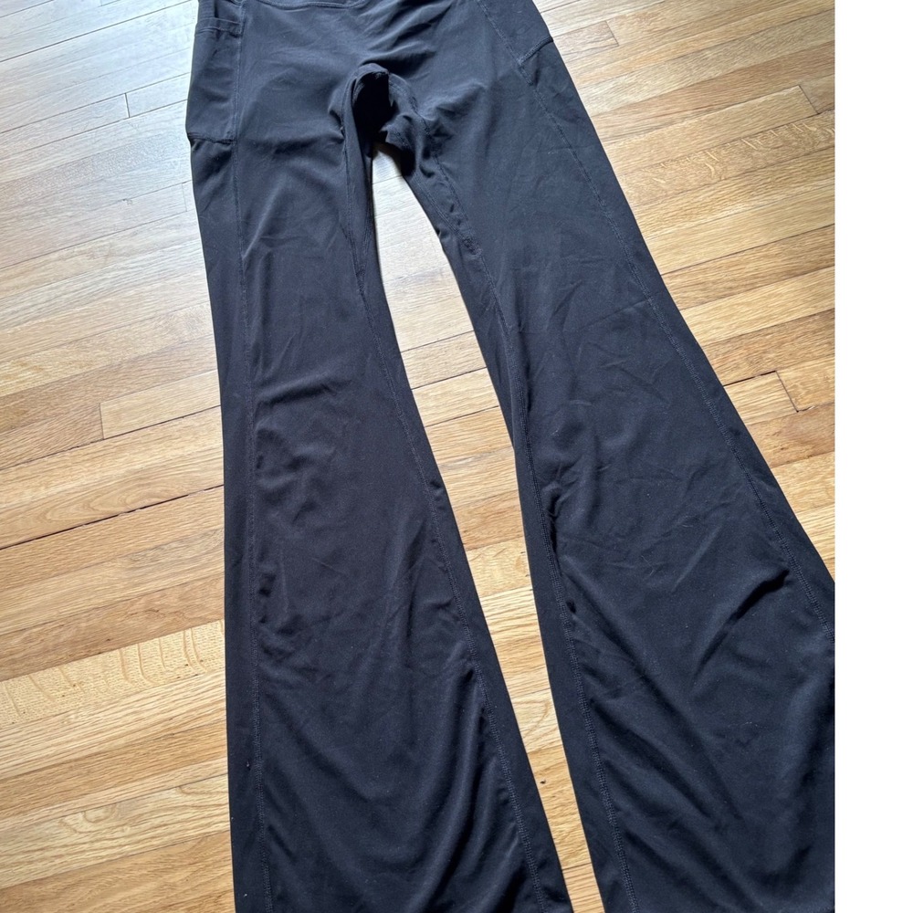 Halara Flex High Waisted Crossover Super Flare Pant Med Pull On Black Retro Boho